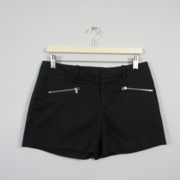 Club Monaco Shorts Micro Women 6 Black Cotton Zip Low Rise y2k Casual Preppy 208 - Picture 1 of 12
